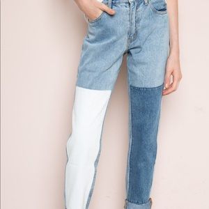 Jeans with patches on the knees